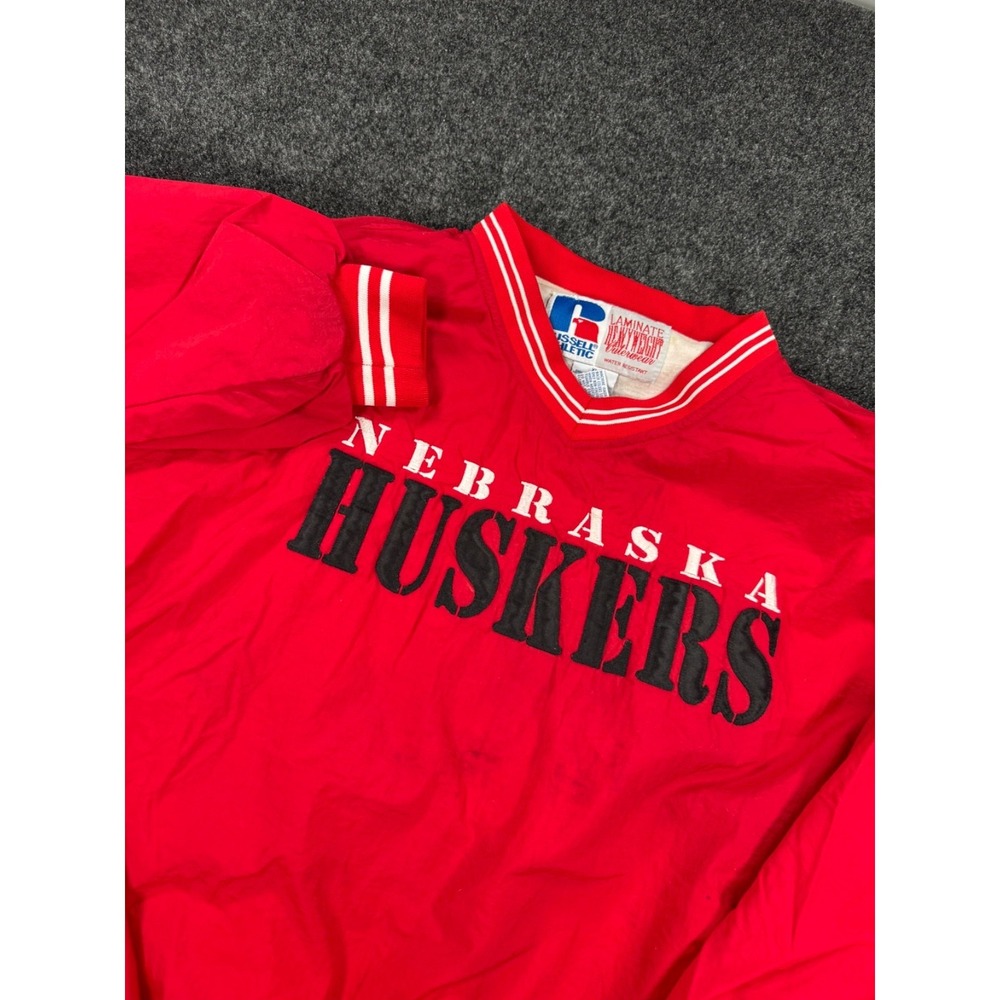 VTG 90s Nebraska Huskers Russell Athletic Heavyweight Pullover Windbreaker XL Re